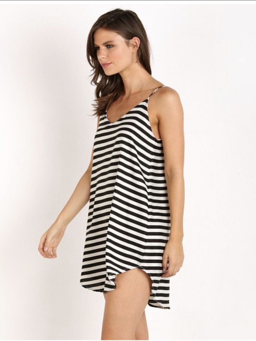 Amuse Society Black and White Striped Spaghetti Strap Mini Dress